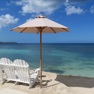 Vacation Jamaica Caribbean Sea ocean beach sun sand blue sky muskoka chair cottage water lake ocean waves umbrella relax photo photography