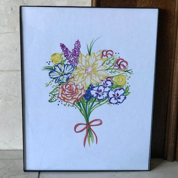 Bouquet De Fleurs Dessin Art Tournesol Rose Imprimé Coloré