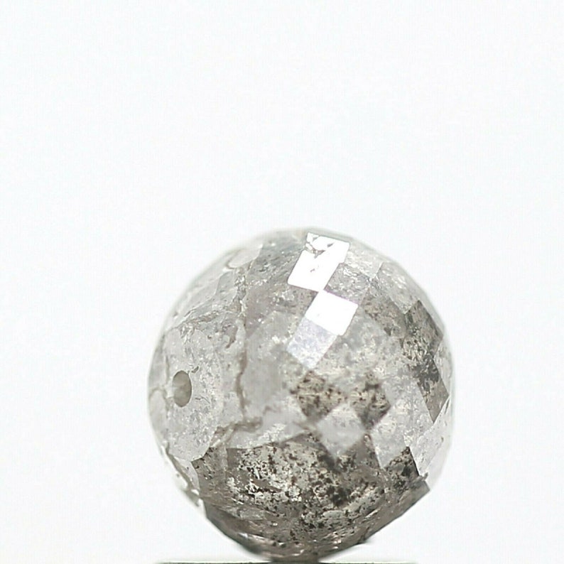 Polished Fancy Color Diamond Fancy Salt and Pepper Round Diamond Beads wt Hole 2.51 Cts Natural Diamond Round Ball/'s Cut Loose Diamond