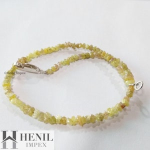 Fancy Yellow Diamond , 8.00 Ct Natural Yellow Raw Loose Diamond Beads , Fancy Yellow Color Diamond Beads 6.50 Inch Bracelet wt Silver Clasp