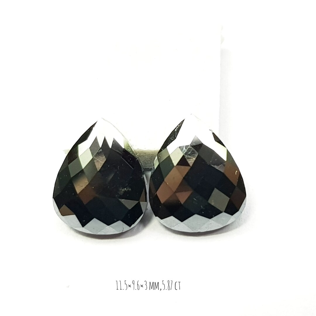 Natural Diamond Fancy Black Color Diamond Pearl Cut Diamond Pair ...