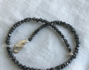 8.00 Ct Diamond Bracelet, Gifts for Her, Genuine Raw Diamond Bracelet, Sterling Silver Clasp, Delicate Black Rough Diamond 6.50" Bracelet