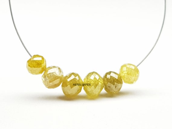Yellow Diamond Beads, Fancy Yellow Color Round Diamond Beads wt Drilled Hole, Faceted Diamond Beads, 2.00-3.00 MM Size - Pick Any Lot