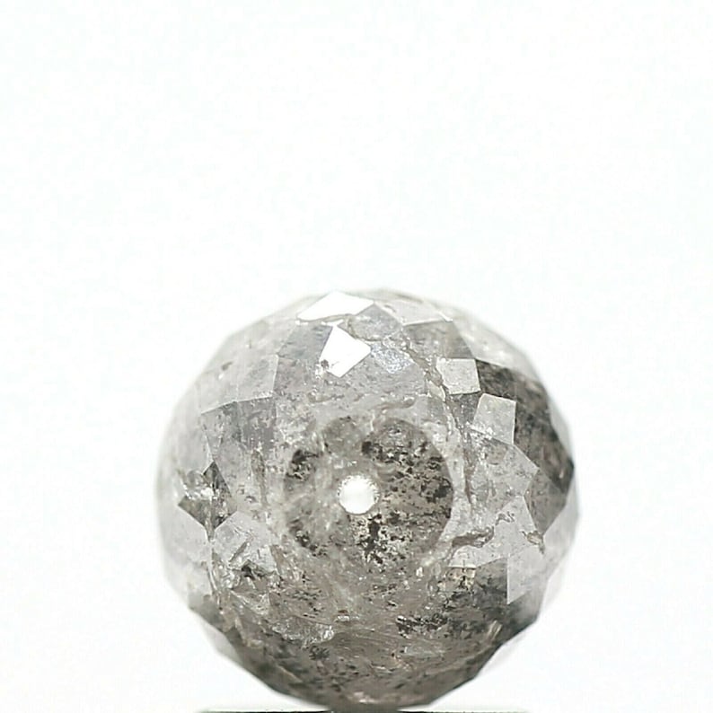 Polished Fancy Color Diamond Fancy Salt and Pepper Round Diamond Beads wt Hole 2.51 Cts Natural Diamond Round Ball/'s Cut Loose Diamond