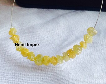 Natural Yellow Color Loose Raw Uncut Rough Diamonds Beads with Drilled Hole 2.00 to 3.00 MM Size/ Conflict Free Earth Mind / 2.00 Carat Lot