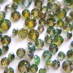 Natural Green Diamonds - Natural Fancy Green Round Shape SI Clarity Loose Polished Brilliant Cut Round Diamond 1.50 to 2.00 MM Size 1.00 Cts