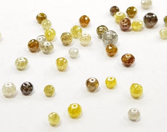 Cuentas de diamante redondo blanco/gris rojizo claro de 2,00 ct. Perforadas, brillantes, facetadas y pulidas.