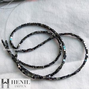 Natural Black Loose Polished Cube Diamonds Beads 8" Bracelet !Faceted Loose Box Diamond Beads Half Strand ! 1.50 to 2.00 MM Size 8.00 Carat