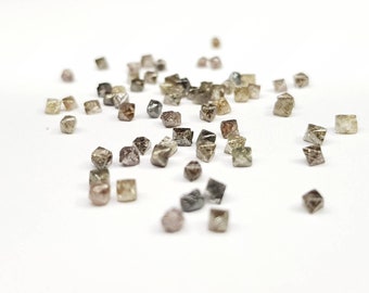 Lote de 2,05 ct, diamantes naturales cristalinos en bruto de 1,50 a 2,50 mm, diamantes marrones naturales, diamantes sueltos naturales, diamantes en bruto.