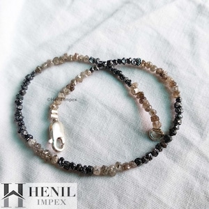 8.00 Cts 1.75 to 2.50 MM Natural Fancy Brown & Black Raw Rough Diamonds Beads 6.50&quot; Bracelet wt Silver Clasp ! Conflict Free Rough Diamonds