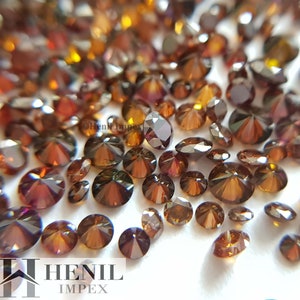 Cognac Color Diamonds - Fancy Cognac Color Round Brilliant Cut VS Clarity Loose Diamond 2.00 to 3.00 MM Size ! 1.00 Carat Lot for Jewelry