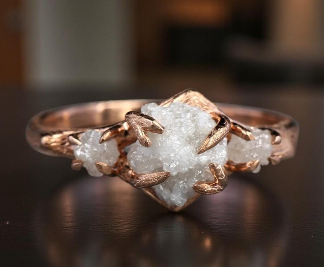 Snow White Rough Diamond Ring