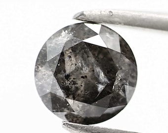 Salt and Pepper Diamond, Fancy Gray Color Round Brilliant Cut Diamond, Natural Loose Diamond for Engagement Ring, 0.68 Ct Rare Gift for Her