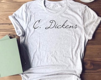 Charles Dickens - Classic Author Signature - Short-Sleeve Unisex T-Shirt
