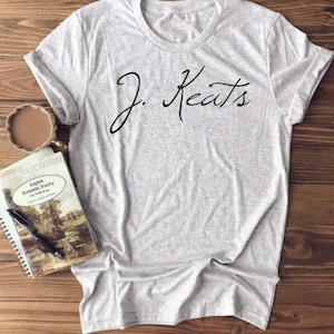 John Keats - Autor clásico - Camiseta unisex de manga corta con firma