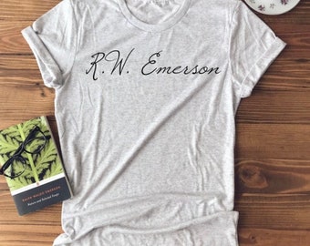 Ralph Waldo Emerson - Classic Author Signature - Uniseks T-shirt met korte mouwen