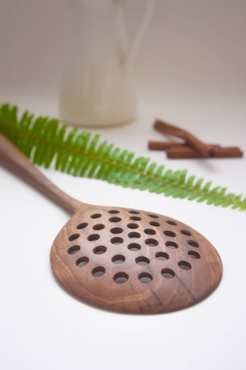 Wooden colander wooden spoon colander skimming spoon walnut Etsy
