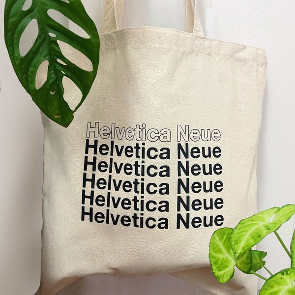 Helvetica font canvas tote bag