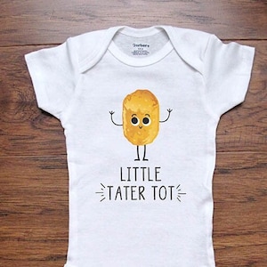 Little Tater Tot potato food funny baby bodysuit baby shower gift Made in USA toddler kids youth shirt