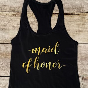 Bride Bridesmaid Maid of Honor Tank Top Bachelorette Party Bridal Shower Matron of Honor - Women Cotton Poly Jersey Racerback Tank Top