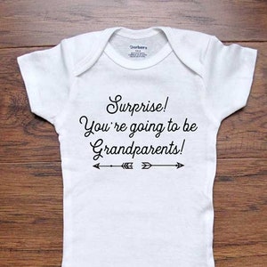 Surprise! You&#39;re going to be Grandparents Again! baby Bodysuit baby shower gift birth pregnancy announcement reveal surprise parents mom dad
