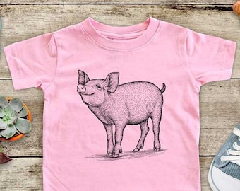 Pig graphic Zoo animal  Shirt - Baby bodysuit Toddler youth Shirt cute birthday baby shower gift