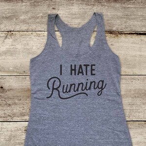 I Hate Running funny workout walking - funny Soft Tri-blend Soft Racerback Tank fitness gym yoga exercise birthday gift