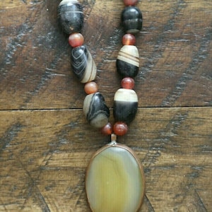 Ancient Rare Indo-Tibetan Banded Agate Beads Himalayan Necklace Ready to Wear