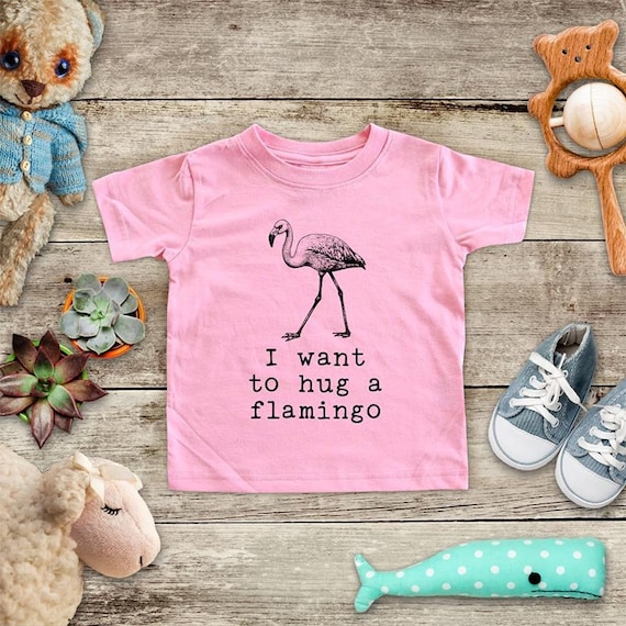 I Want to Hug a Flamingo Cute Bird Animal Funny Baby Bodysuit or
