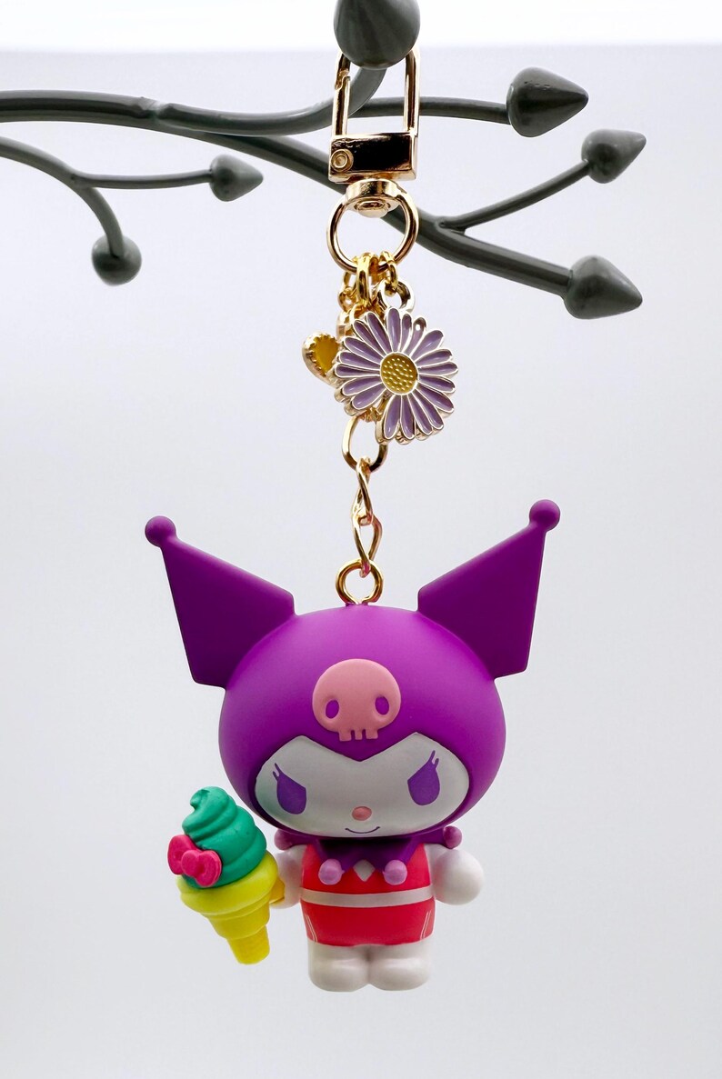 Adornos de cremallera Sanrio Hello Kitty Keroppi para bolsos, carteras, monederos, fundas de teléfono, llaveros y cordones. Kuromi #1