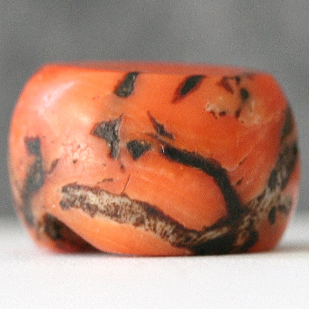 Rare Antique Tibetan Red Coral Bead Salmon Color - Some