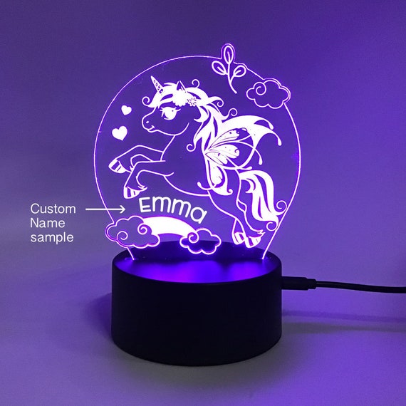 Lampe licorne personnalisée avec prénom pour enfant - cadeau de