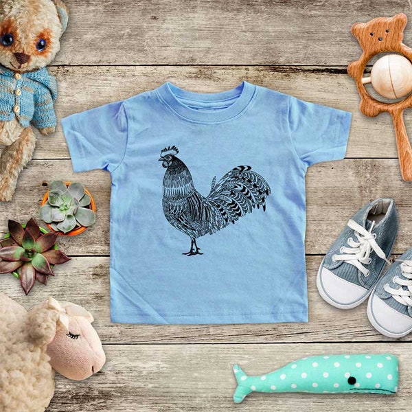 Rooster graphic Zoo animal Shirt - Baby bodysuit Toddler youth Shirt cute birthday baby shower gift