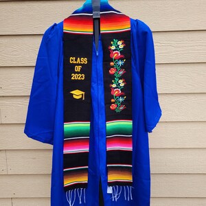 Floral Embroidered Personalized Mexican Graduation Stole Class Of 2023