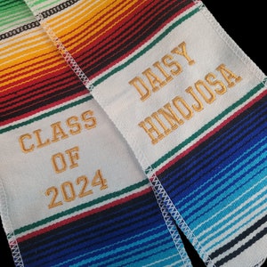 Custom Sarape graduation stole, saltillo sash,class of 2024, personalized stole, Mexican graduation stole, senior sash, estola de graduación