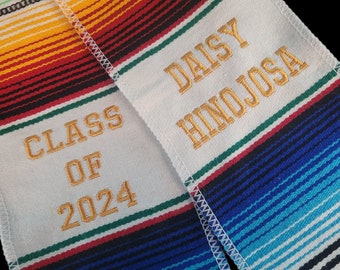 Custom Sarape graduation stole, saltillo sash,class of 2024, personalized stole, Mexican graduation stole, senior sash, estola de graduación