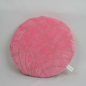 Pink Strawberry Concha Pillow, Decorative pillow, Travel pillow, Mexican novelty gift, pan dulce, Valentines pillow