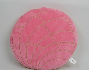Pink Strawberry Concha Pillow, Decorative pillow, Travel pillow, Mexican novelty gift, pan dulce, Valentines pillow