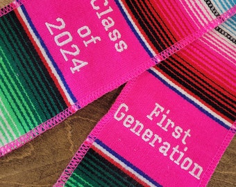 Custom Sarape graduation stole, saltillo sash,class of 2024, personalized stole, Mexican graduation stole, senior sash, estola de graduación