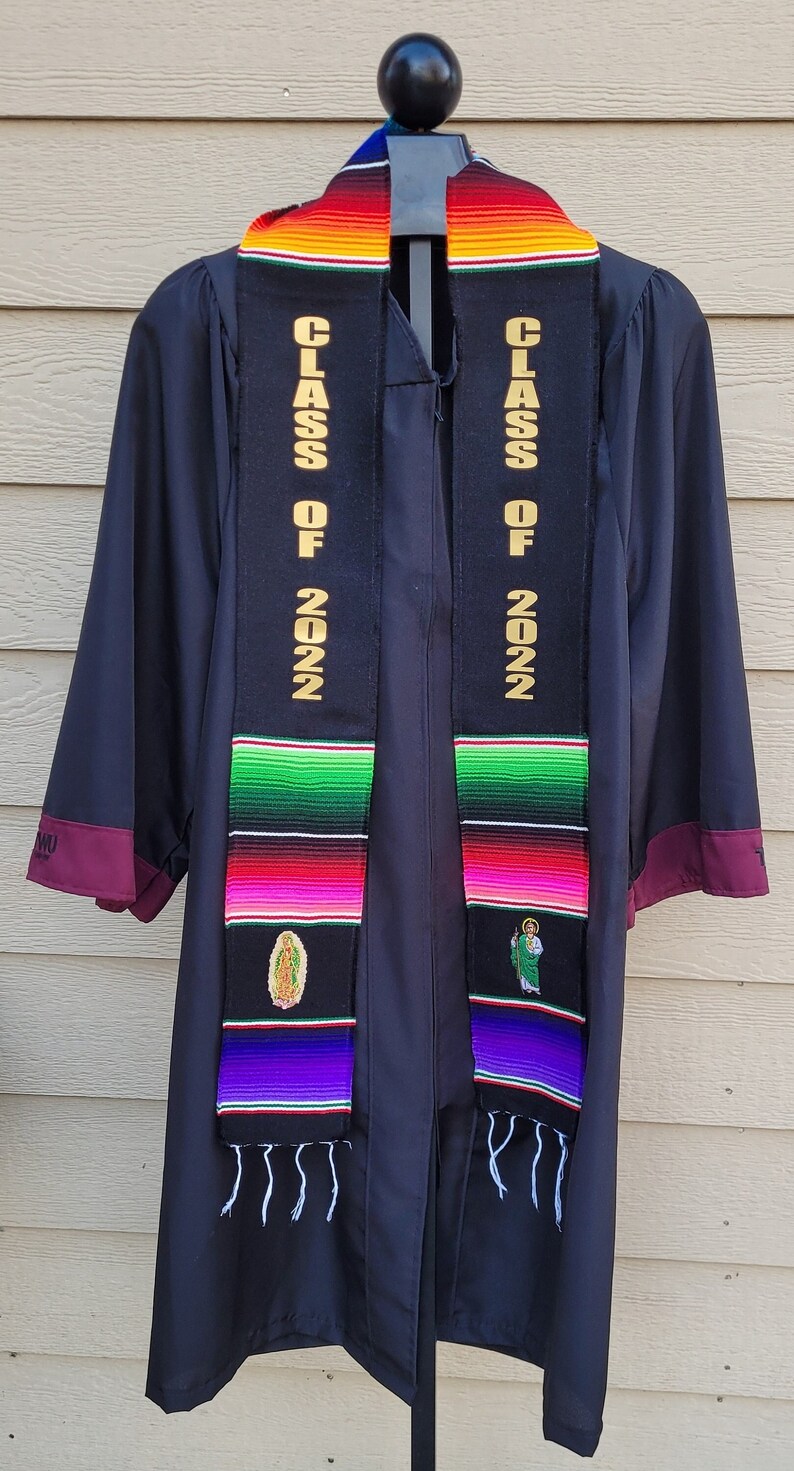 Mexican Graduation Stole, Sarape graduation stole, Class of 2022 sash,  senior sash, Hecho en Mexico, San Judas, virgen de guadalupe 