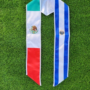 Mexico/El Salvador Graduation Stole,El Salvador Stole, First Generation, Class of 2024, graduation sash, satin stole