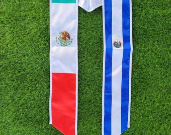 Mexico/El Salvador Graduation Stole,El Salvador Stole, First Generation, Class of 2025, graduation sash, satin stole