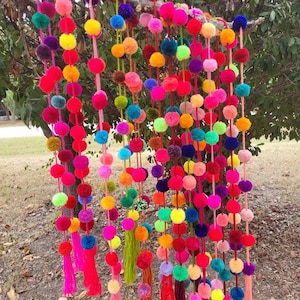 Pompom Garland,Mexican Home Decor, Mexican Party Decor, Classroom decor, Christmas decor