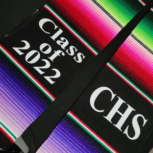 Custom Sarape graduation stole, personalized stole, Class of 2022, Mexican stole, senior sash, Estola de graduación, Vinyl customization