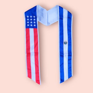 Estola de formatura EUA/El Salvador, primeira geração, turma de 2024, faixa de formatura, estola de cetim