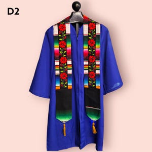 Custom Mexican Graduation Stole, Serape sash, Graduation sash, Hand Embroidered flowers, Sarape Sash