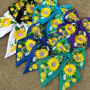 Embroidered Hair Bow, Coquette Bow, Mexican Bow, Moños Mexicanos, Moños bordados, Sunflower bow