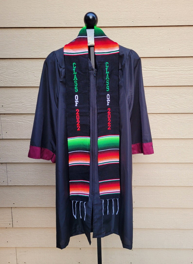 Sarape graduation stole, serape sash, class of 2022 Mexican stole, senior sash, Hecho en Mexico, estola de graduación, tricolor 