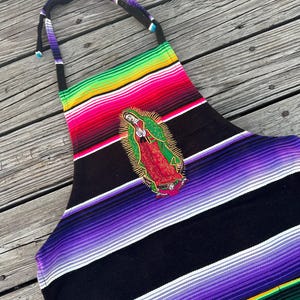 Sarape Apron, Mandil de Virgen de Guadalupe, Mexican Apron