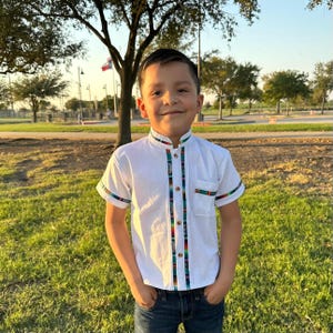 Mexican Guayabera For Boys, Mexican Traditional Shirt, Boys Button up Shirt, Mexican Artisanal Shirt, Mexican Party Shirt